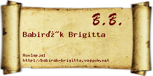 Babirák Brigitta névjegykártya